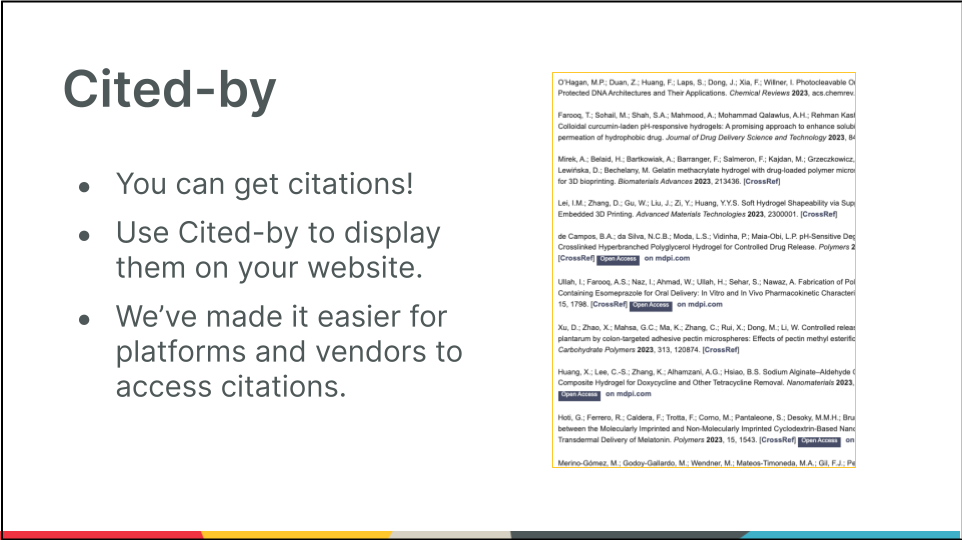 Screenshot of slide Cited by